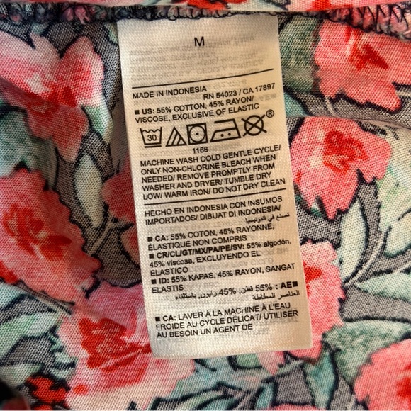 NWT Old Navy Womens M Pink Floral Smocked Waist Cap Sleeve Short Dress Tie‎ Neck - Picture 10 of 10